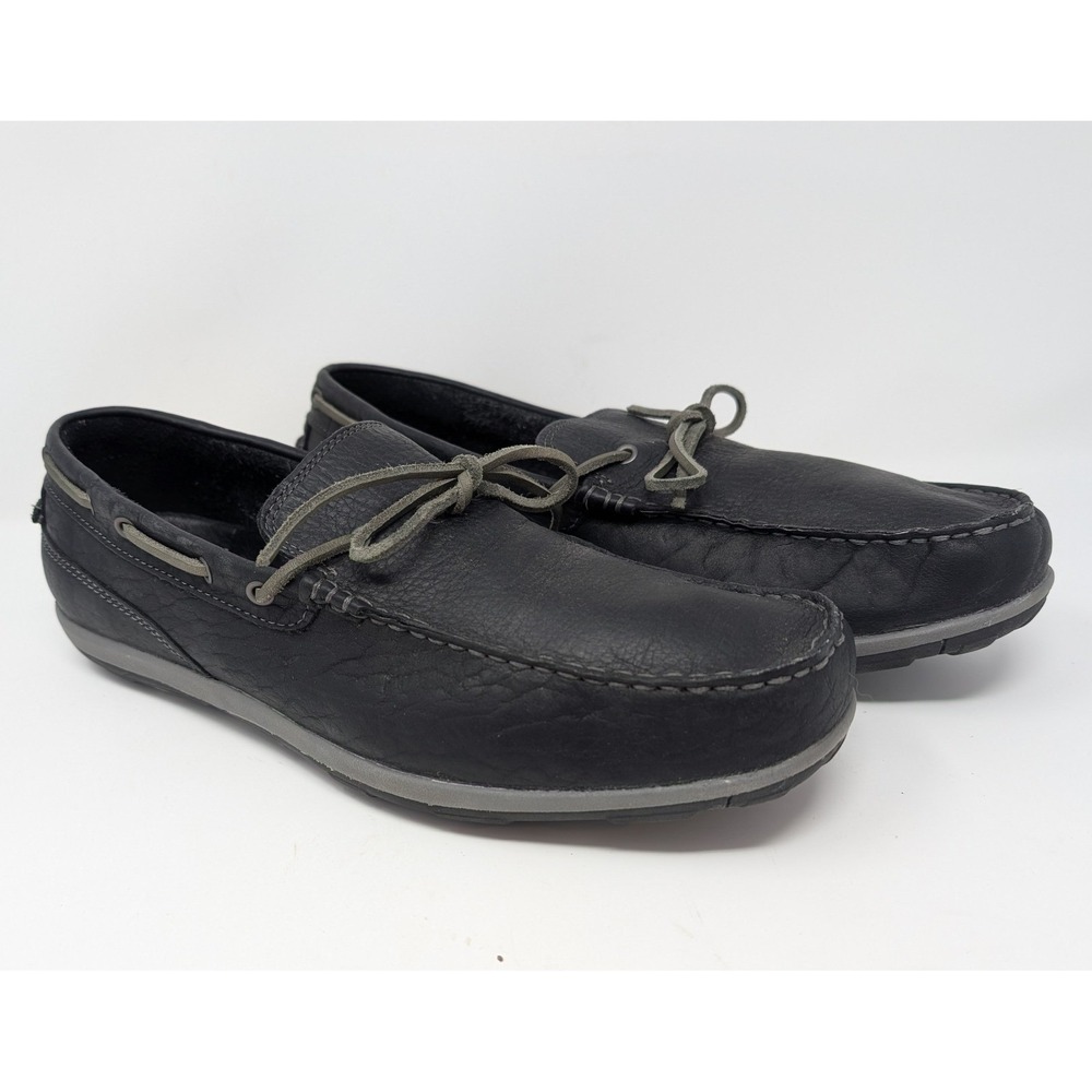 LL Bean Casco Bay Boat Shoes Mens 12 M Black Leather Loafers 301043 VERY NICE!